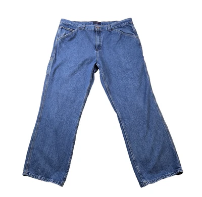 Saddlebred 男式木匠牛仔裤 100% 棉牛仔高腰 42 英寸 X 32 — 第 1/4 张图片