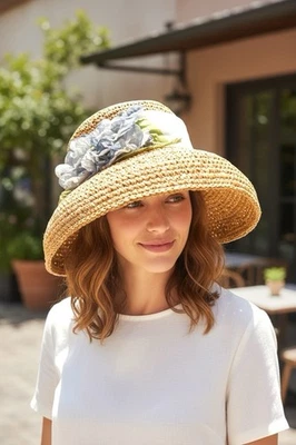 VTG Toucan Collection NY Womens Bucket Style Med Brim Hat Silk Flowers Ribbon - Image 1 of 2