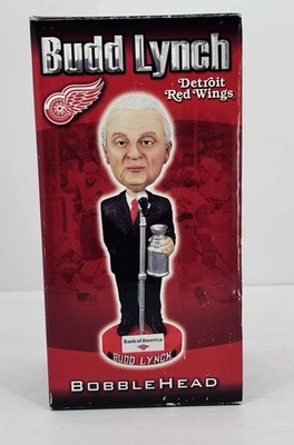 NHL Detroit Red Wings Budd Lynch Announcer Microphone Bobblehead NIB Rare - Image 1 of 4