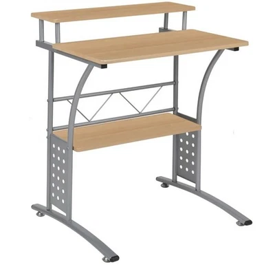 Flash Maple Computer Desk with Top and Lower Storage Shelves - Pc Laptop Study - Image 1 of 4