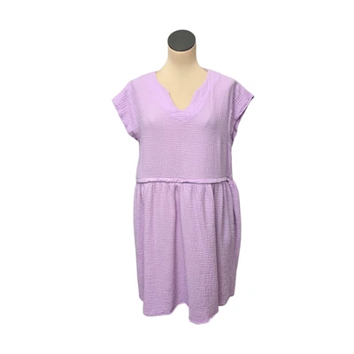 Latched Mama Dress Womens Large Purple Double Gauze Nursing V Neck Cap Sleeve - Image 1 of 4