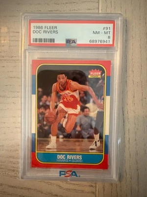 1986 FLEER #91 DOC RIVERS PSA 8 - Image 1 of 2
