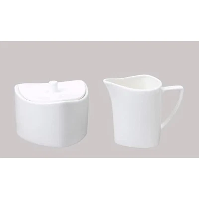 Bone China Elegance White Triangle Sugar & Creamer Pot each,case of 1  - Image 1 of 4