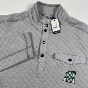 Johnnie O Diego Light Gray Mens Large Quilted Pullover Embroidered LS NWT $158 - Picture 1 of 9