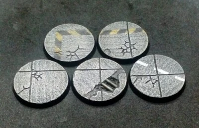 40mm resin bases x5 Concrete urban industrial for Warhammer 40k (unpainted)