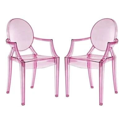 Hawthorne Collections Silla de Comedor Contemporánea de Plástico 18.5" en Rosa (Juego de 2) Foto 1 de 4
