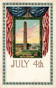 POSTAL BUNKER HILL CUBIERTA CON BANDERA 4 DE JULIO - 4 DE JULIO ENBOSSED - Imagen 1 de 2