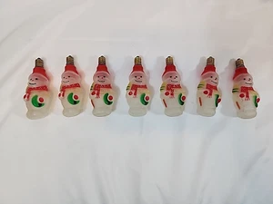Vintage Fancy Hand Painted Glass Snowman Clip Christmas Tree Light Set - Picture 1 of 20