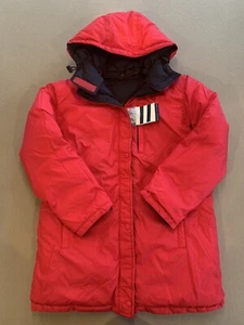 NEW Lands End Women Red Navy Down Reversible Puffer Coat Jacket Parka Small 6 8 - Picture 1 of 12