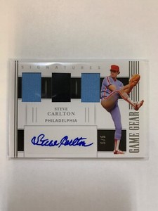 2021 National Treasures Steve Carlton Signatures Game Gear Dual Jersey Auto #5/5
