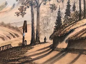 *REDUCED* Hermann Richter, Landscape w/ Man on Mountain Trail, Pastel, c1920s - Picture 1 of 1