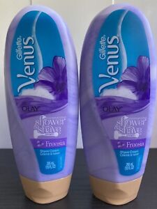 2 Pack Gillette Venus with Olay Moisturizing Shower & Shave Cream Freesia, 10 oz