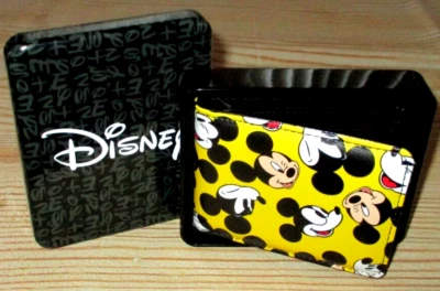 MENS DISNEY BUCKLE DOWN MICKEY MOUSE BIFOLD WALLET WITH METAL TIN GIFT BOX - Image 1 of 3