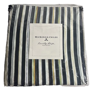 New MacKenzie Childs Courtly Stripe Queen Bed Skirt Striped Black White - Picture 1 of 7