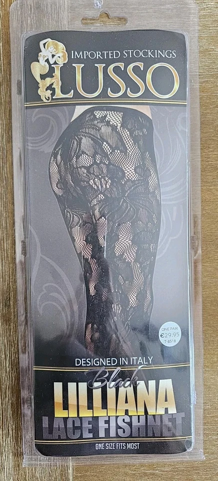 Medias italianas Lusso Lilliana de encaje negro red pantimedias DISFRAZ SEXY de nailon Foto 1 de 4