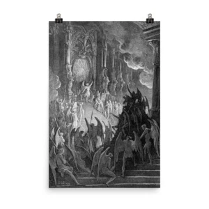 Gustave Doré: Milton’s Paradise Lost Poster “High On A Throne” 24″ × 36″ Print - Picture 1 of 1