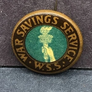 Vintage WWI W.S.S War Savings Service Lapel Pin Button Manee Co. Malden, MA - Picture 1 of 5