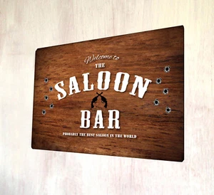 The Saloon Bar Cowboy Western style sign A4 metal sign plaque - Picture 1 of 2
