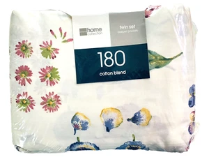 VTG New Twin Sheet Set Pressed Flowers JC Penny Home Cotton Blend Deep Pockets - Picture 1 of 6