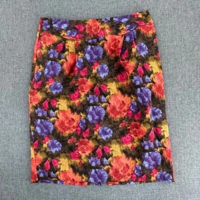 Liz Claiborne Pencil Skirt Floral Size 4 Red Purple Pink Yellow Work Business - Image 1 of 4