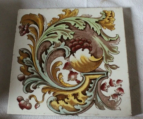 english  CLASSICAL ROCCOCO GRAPE AND VINE antique vintage tile Cover