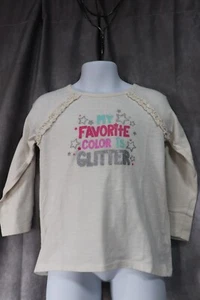 Jumping Beans Girl's White Long Sleeve Shirt "My Favorite Color Is Glitter" 4T - Picture 1 of 4