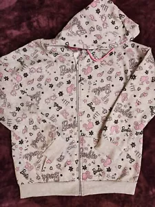 BARBIE SMALL 3/5 Zip Up Hoodie Sweatshirt Teen Girl Long Sleeve - Picture 1 of 2