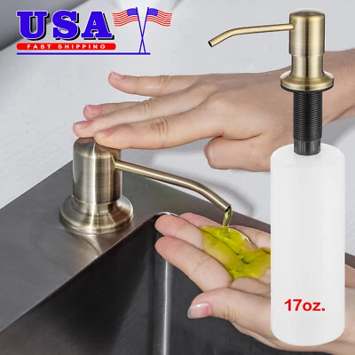 500ml Kitchen Sink Soap Dispenser Stainless Steel Hand Liquid Pump Bottle 1 Hole - Image 1 of 4
