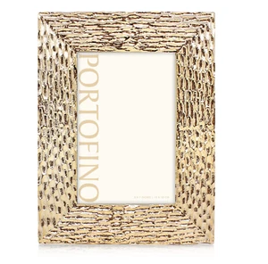 MARCO DE FOTOS MARTILLADO ARGENTO SC PORTOFINO SAVILLE 5 X 7" TONO DORADO CHAMPÁN NUEVO - Imagen 1 de 3