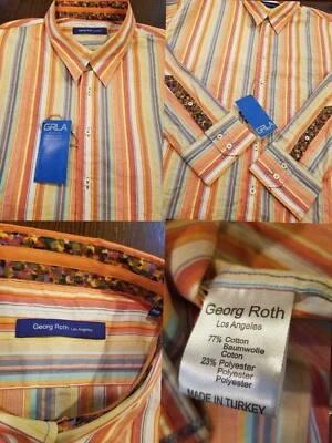 NWT Georg Roth LA Striped Colorful Long Sleeve Button Up Shirt 3XB MSRP $225 - Image 1 of 4