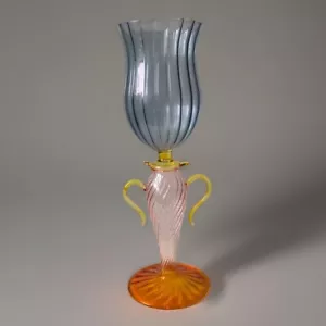 Calice in vetro da vino Tulipano stile veneziano Murano 10" soffiato a mano - Foto 1 di 7