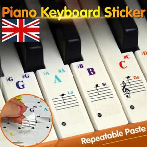 Piano Stickers Keyboard Learn Note Letter Labels Kids Teacher 37 49 61 88 Keys - Picture 1 of 10