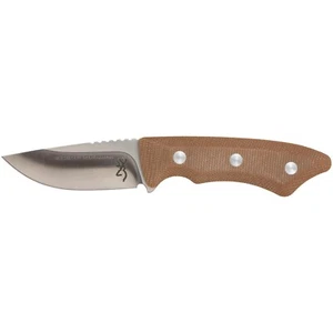 Browning Guide Series Small 3" Fixed Drop Point, SS, Brown Micarta #3220498B - Picture 1 of 4