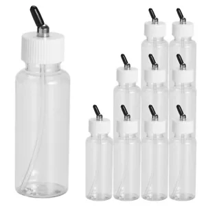 10x 80 cc bottiglie di plastica aerografo doppia azione con tappi di gomma per spazzolino - Foto 1 di 6