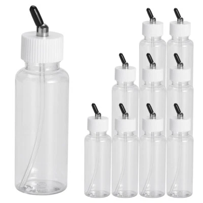 OPHIR 10X 80CC Dual Action Airbrush Plastic Bottles with Rubber Caps for Air Brush