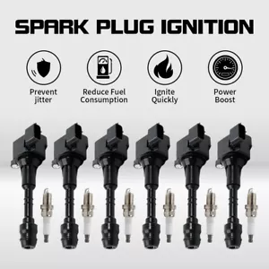 6X Ignition Coils & Spark Plugs Pack For Altima Maxima Quest Murano 3.5 UF349 - Picture 1 of 14