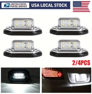 2/4PCS 6-LED License Plate Lights with Chrome Finish for Cars, Trucks,SUVs, RVs - Image 1 of 4