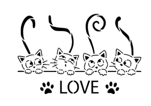 Schablone " Love Katzen " auf A4 - Bild 1 von 1