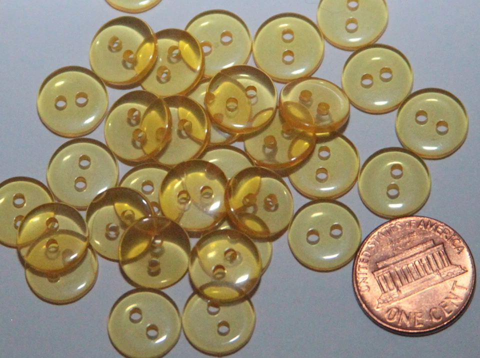 24 nuevos botones pequeños de plástico amarillo translúcido 7/16" 12 mm # 5155 Foto 1 de 1