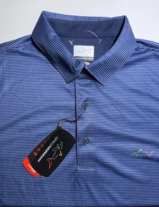 NWT Greg Norman Men Golf Polo Blue striped Play Dry Size M MSRP $65 - Picture 1 of 10