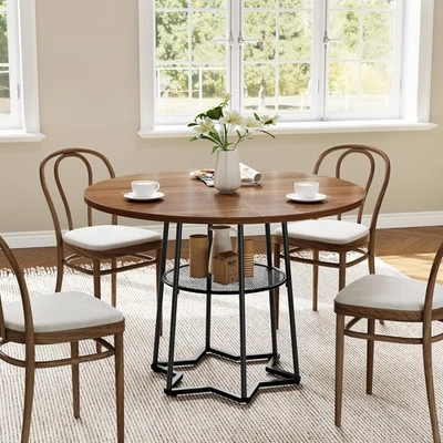 Mesa de comedor redonda para 4 Mesa de cocina de granja de 38" con almacenamiento de 17,7" marrón Foto 1 de 4