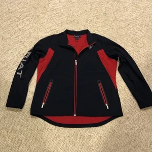 Giacca uomo Ariat Logo Team Softshell blu navy/rosso/bianco full zip taglia XXL - Foto 1 di 12