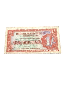 BRITISH ARMED FORCES BAF ONE SHILLING 1s SPECIAL VOUCHER BANKNOTE 2ND SERIES - Picture 1 of 2