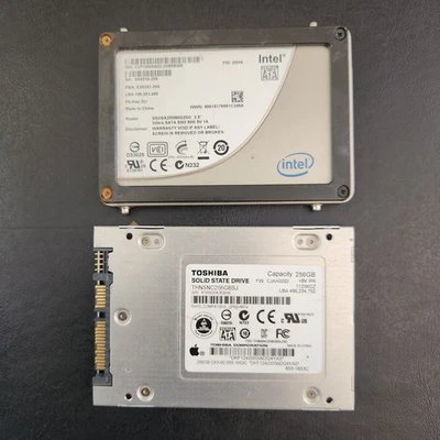 Intel X25-M 80GB 2.5" SSD SSDSA2M080G2GC Toshiba 256GB THNSNC256GBSJ Untested - Image 1 of 4