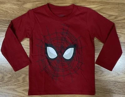 Boys Marvel Spider-Man Long Sleeve T-shirt Size 4T Dark Red NEW - Image 1 of 4