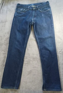 Gant Jeans Uomo W32 L30 Blu Scuro Vita Normale Vestibilità Regolare Denim Zip Fly - Foto 1 di 12