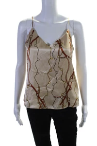 L'Agence Women's V-Neck Spaghetti Straps Silk Tank Top Beige Size XS - Picture 1 of 6