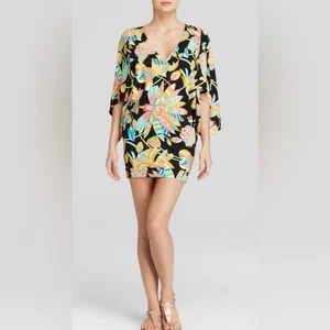 Túnica de natación Trina Turk negra multicolor con estampado tropical talla S Beach Resort - Imagen 1 de 7