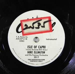 Duke Ellington - Isle Of Capri / Band Call ~ 1954 Capitol 2817 78 RPM Jazz Promo - Picture 1 of 4