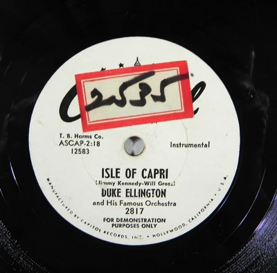 Duke Ellington - Isle Of Capri / Band Call ~ 1954 Capitol 2817 78 RPM Jazz Promo - Image 1 of 4